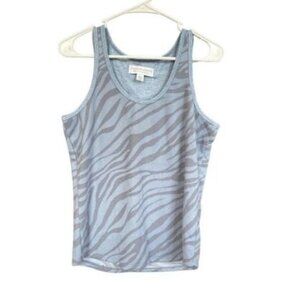 Live Love Lounge Zebra Print Karen Neuburger Tank Top Shirt Size Medium Blue